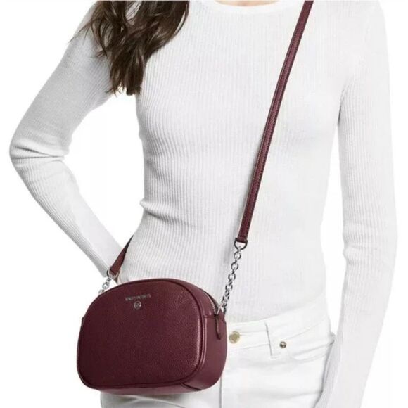 NWT MICHAEL MICHAEL KORS Leather Crossbody, Jet Set Charm Small Pebbled - Picture 5 of 12